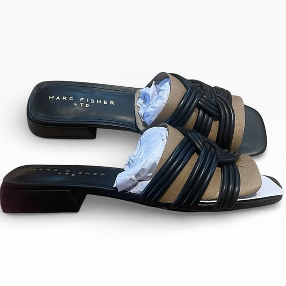 Marc Fisher ML CASARA 2 Slide Sandals, Leather, Size 8.5, NIB - Picture 2 of 6